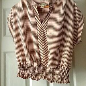 Faith and Joy cropped blouse size XL RUNS SMALL 15in. Width 18in. Length